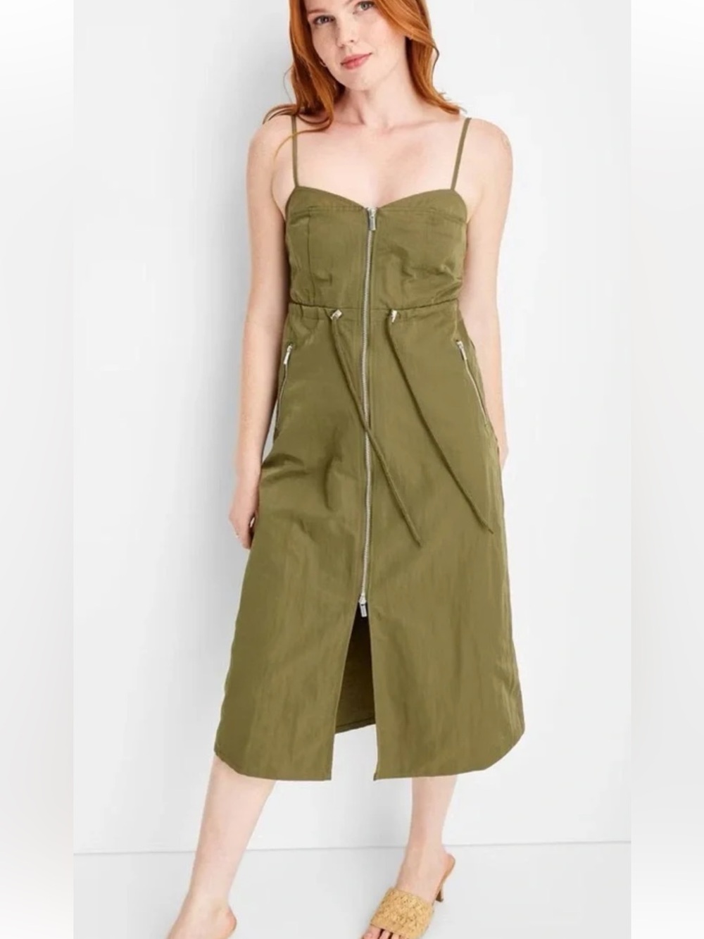 Future Collective Nylon Zip-Front Midi Dress